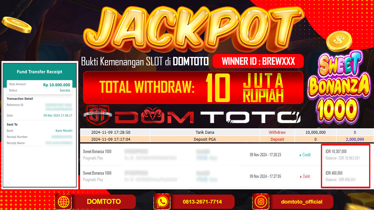 JACKPOT SLOT SWEET BONANZA 1000 09 NOVEMBER 2024
